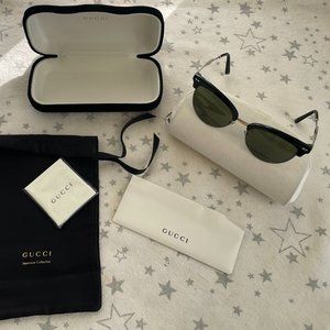 Gucci  NWT GG0055S 001 Black/Silver Cat Eye Sunglasses